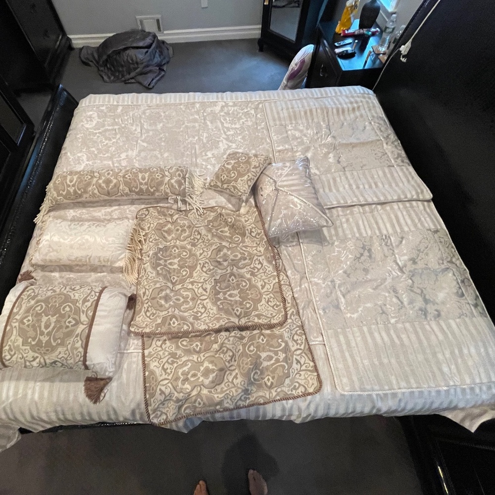 Cream and gold comforter